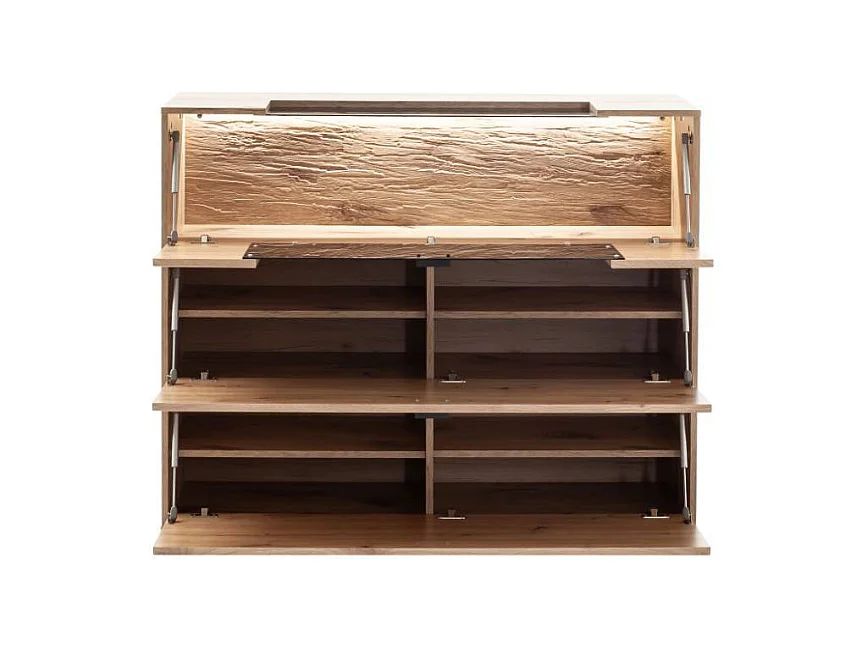 Schuhschrank Wandschrank mit LED Beleuchtung und Metallgriffen