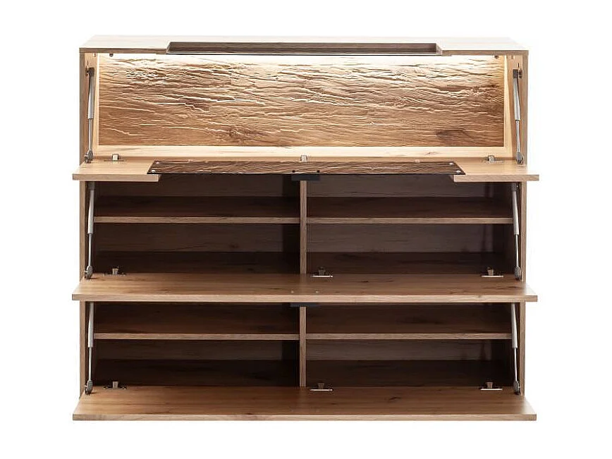 Schuhschrank Wandschrank mit LED Beleuchtung und Metallgriffen