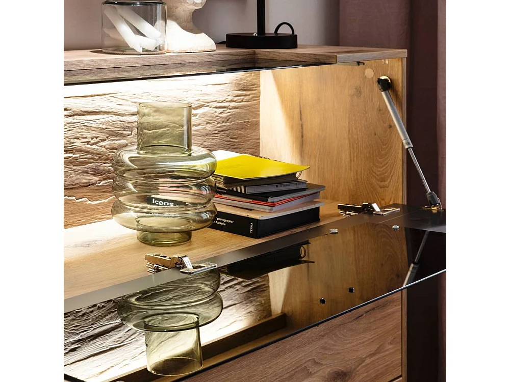 Schuhschrank Wandschrank mit LED Beleuchtung und Metallgriffen