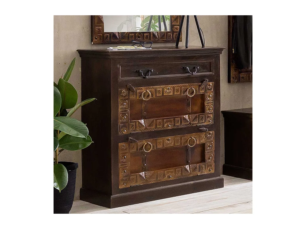 Schuhkipper im Kolonialstil Teak Massivholz