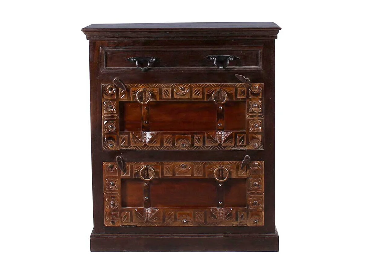 Schuhkipper im Kolonialstil Teak Massivholz