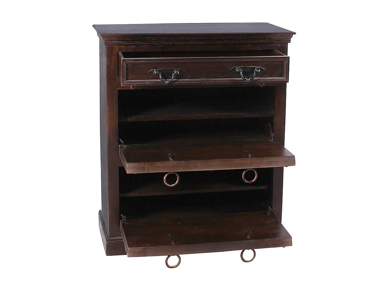 Schuhkipper im Kolonialstil Teak Massivholz