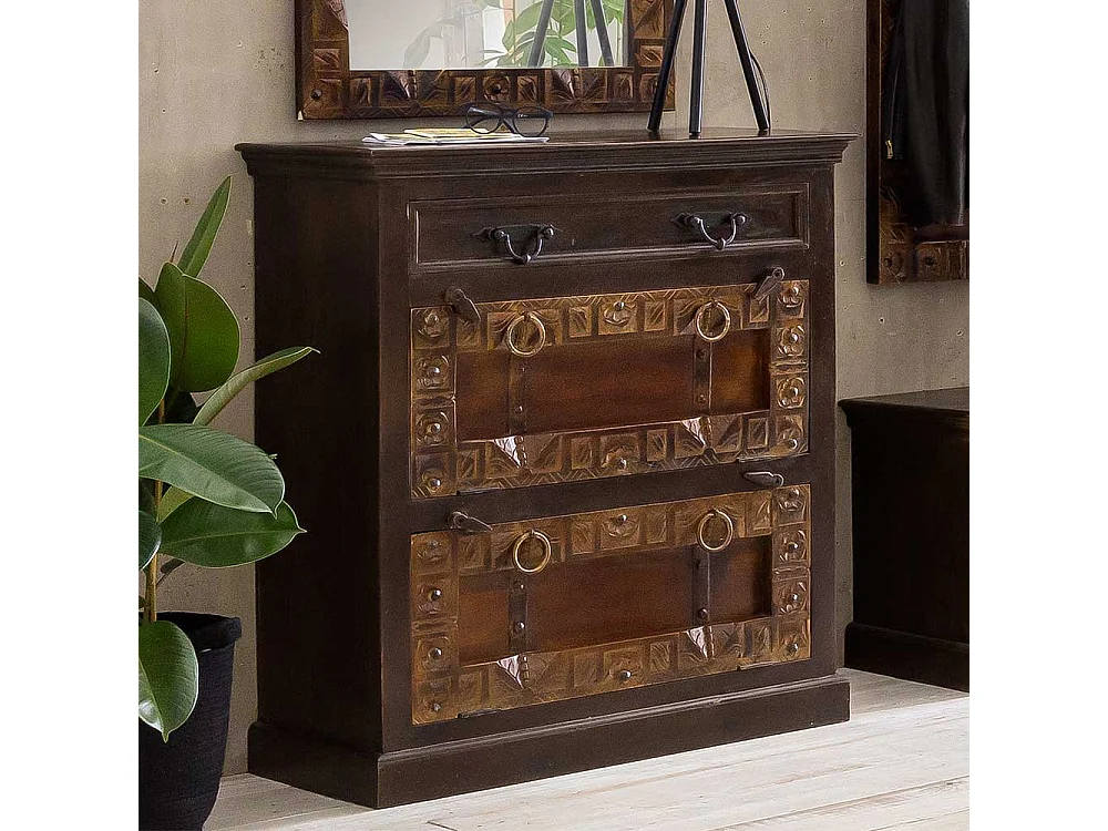 Schuhkipper im Kolonialstil Teak Massivholz