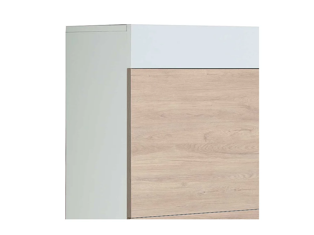 Schuhklappenschrank in Eiche Bianco und Weiß modern