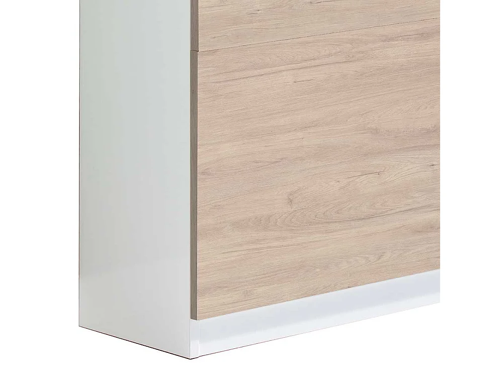 Schuhklappenschrank in Eiche Bianco und Weiß modern