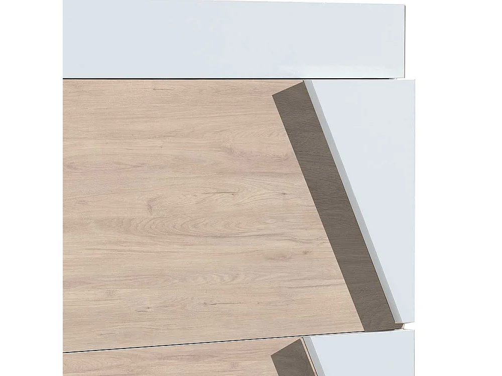 Schuhklappenschrank in Eiche Bianco und Weiß modern