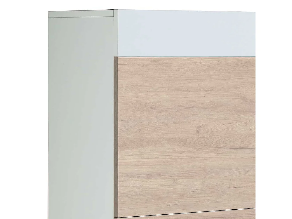 Schuhklappenschrank in Eiche Bianco und Weiß modern