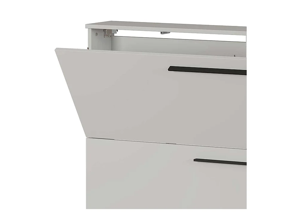 Garderobenschuhschrank in Hellgrau 2 Schuhkörben aus Metall