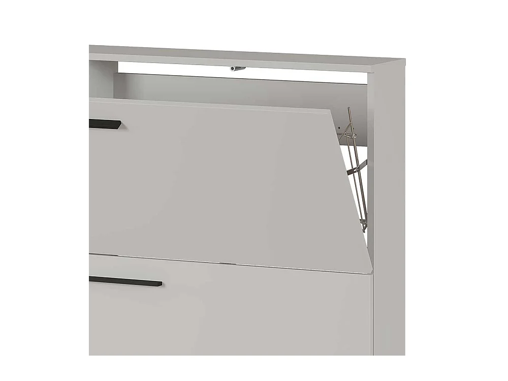 Garderobenschuhschrank in Hellgrau 2 Schuhkörben aus Metall