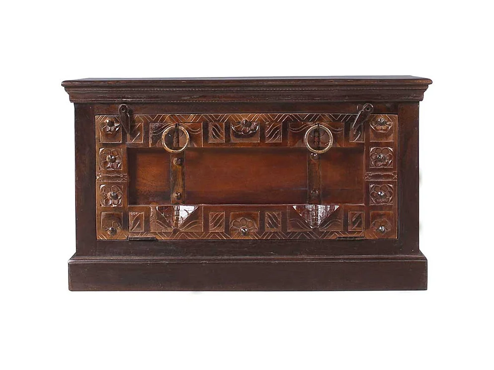 Schuh Klappenschrank im Kolonialstil Teak Massivholz