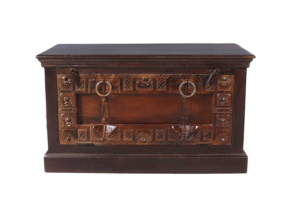 Schuh Klappenschrank im Kolonialstil Teak Massivholz