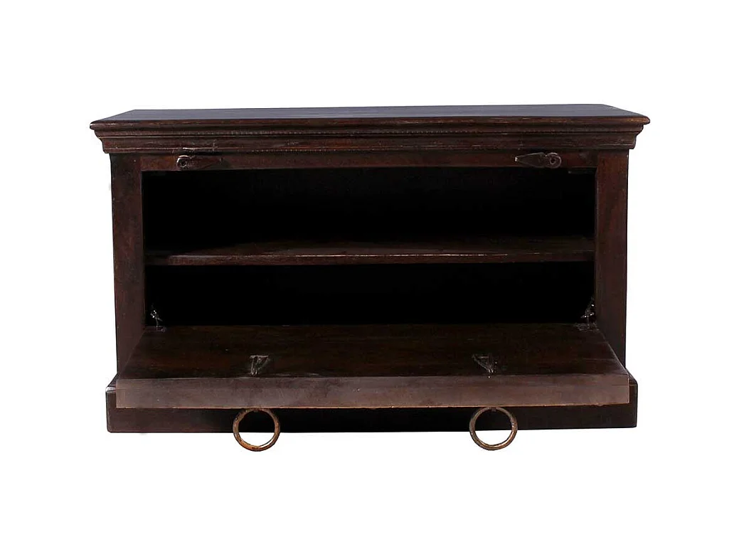 Schuh Klappenschrank im Kolonialstil Teak Massivholz