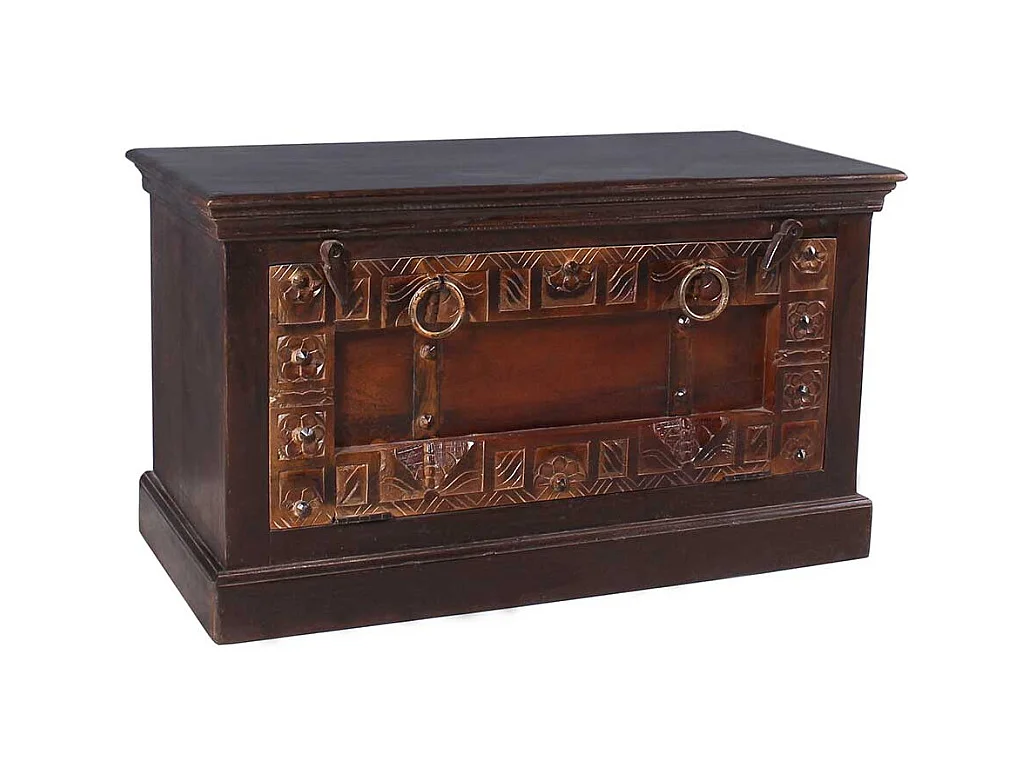 Schuh Klappenschrank im Kolonialstil Teak Massivholz