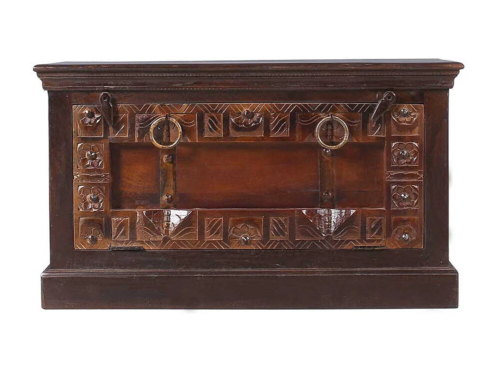 Schuh Klappenschrank im Kolonialstil Teak Massivholz