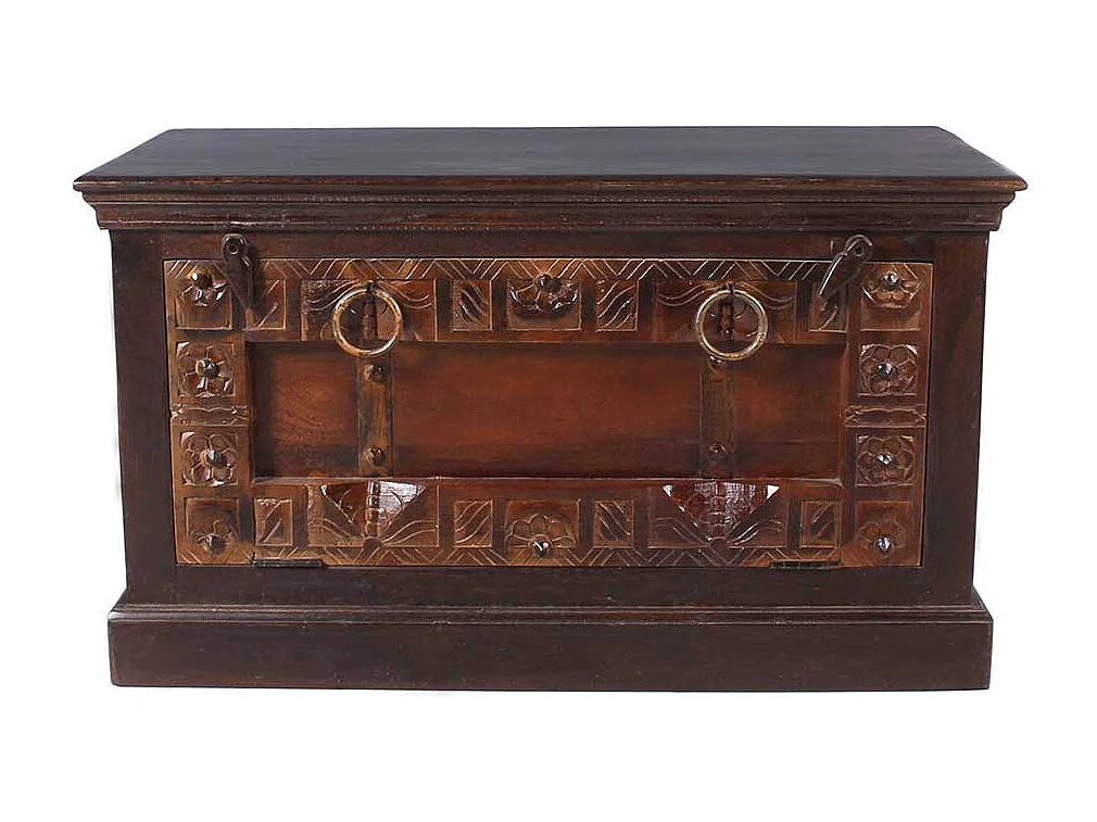 Schuh Klappenschrank im Kolonialstil Teak Massivholz