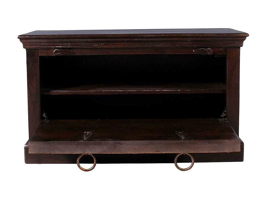 Schuh Klappenschrank im Kolonialstil Teak Massivholz