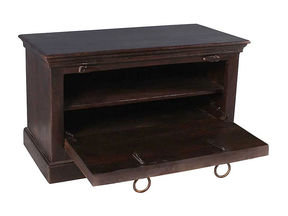 Schuh Klappenschrank im Kolonialstil Teak Massivholz