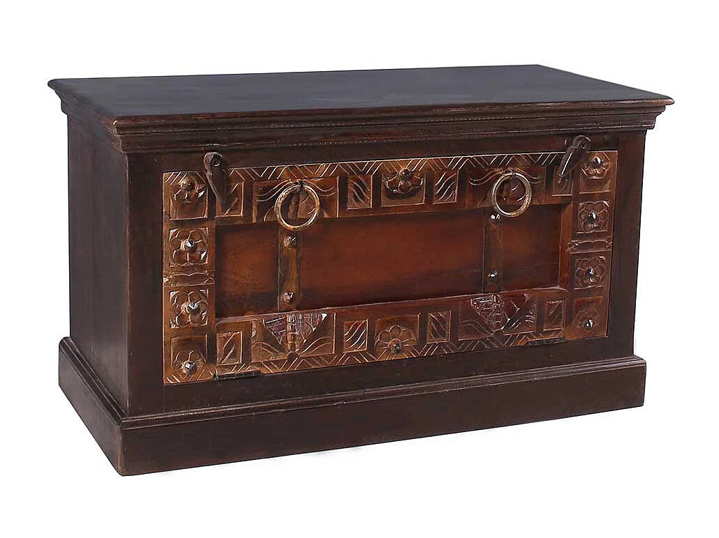 Schuh Klappenschrank im Kolonialstil Teak Massivholz