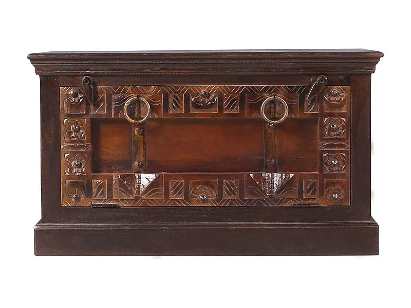 Schuh Klappenschrank im Kolonialstil Teak Massivholz