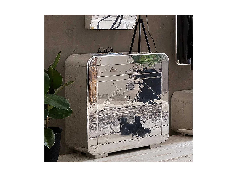 Mini Schuhschrank im Industriedesign Aluminium beschlagen