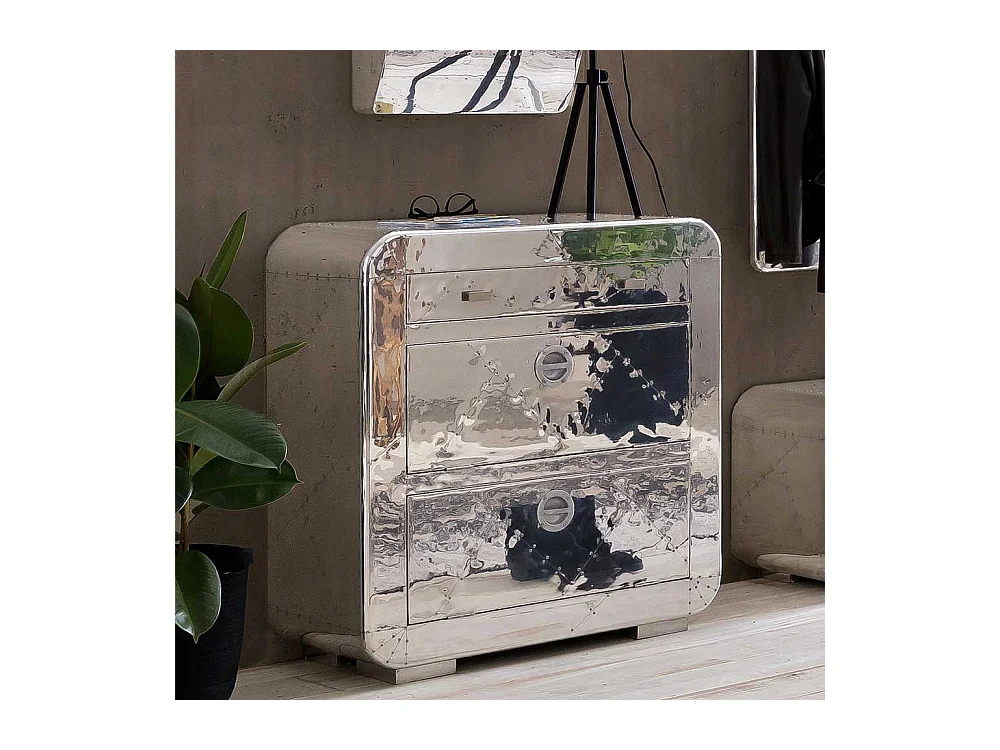 Mini Schuhschrank im Industriedesign Aluminium beschlagen