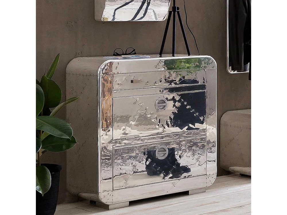 Mini Schuhschrank im Industriedesign Aluminium beschlagen