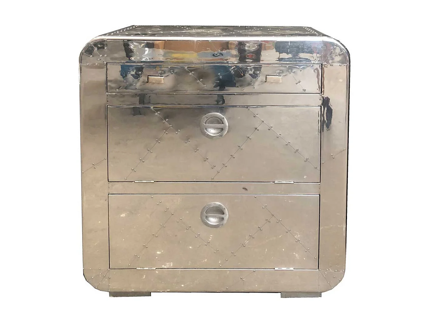 Mini Schuhschrank im Industriedesign Aluminium beschlagen