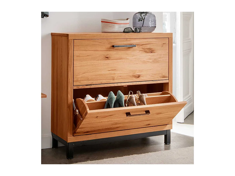 Garderobenschuhschrank im Industry und Loft Stil Kernbuche Massivholz