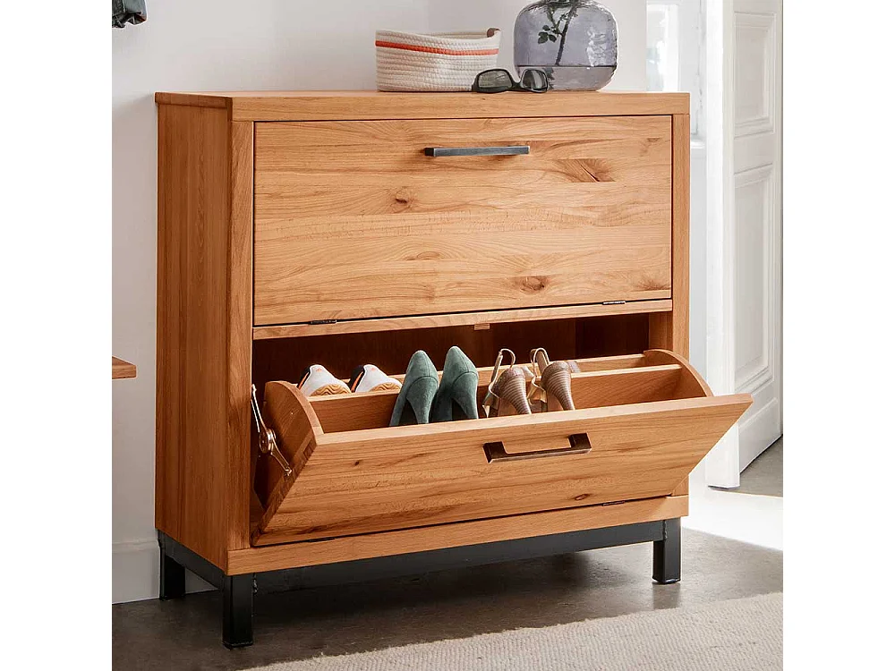 Garderobenschuhschrank im Industry und Loft Stil Kernbuche Massivholz