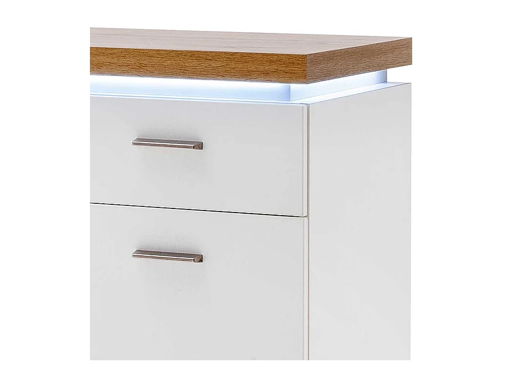 Flurkommode mit LED Beleuchtung Weiß und Wildeiche Optik