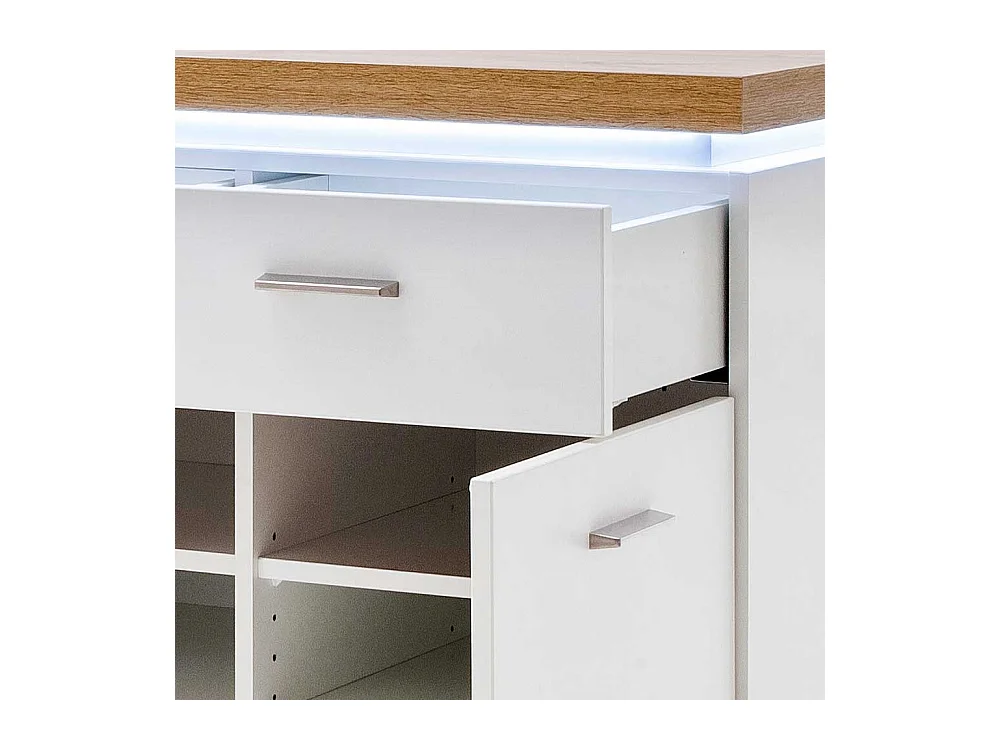 Flurkommode mit LED Beleuchtung Weiß und Wildeiche Optik
