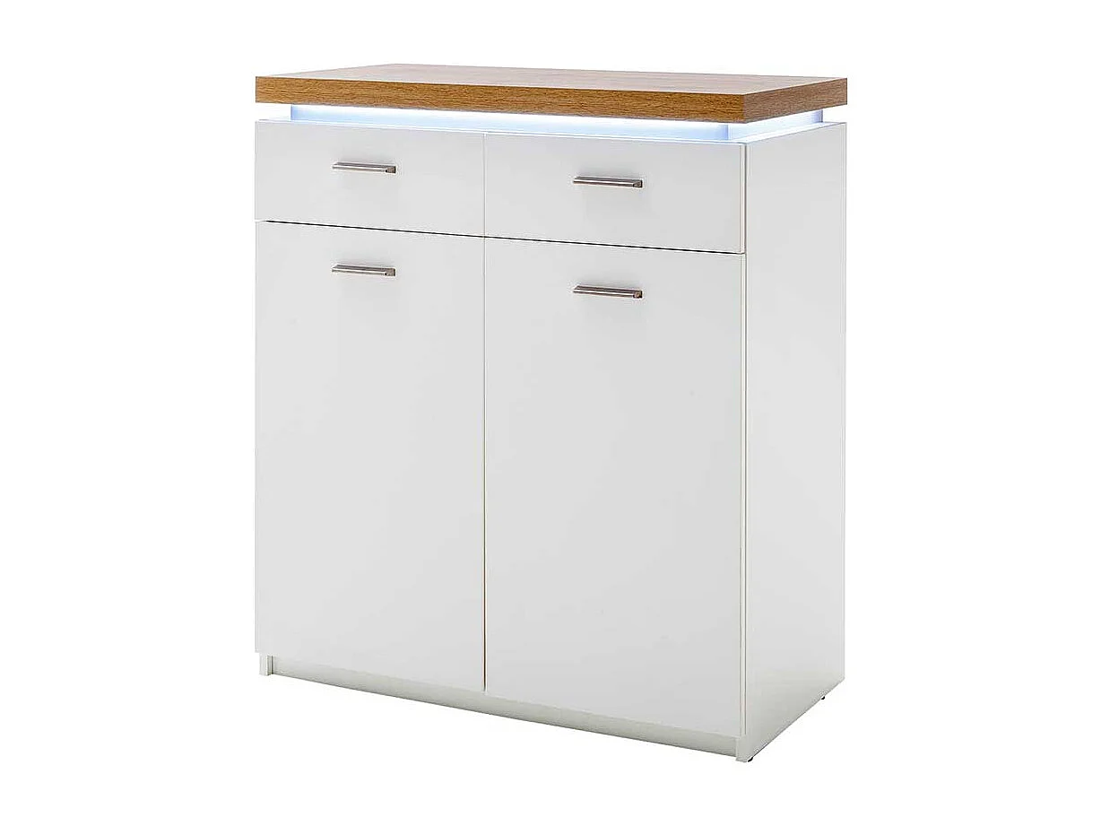 Flurkommode mit LED Beleuchtung Weiß und Wildeiche Optik