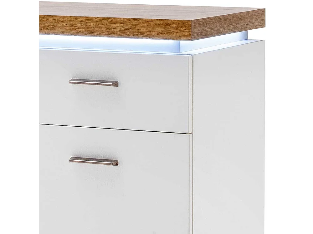 Flurkommode mit LED Beleuchtung Weiß und Wildeiche Optik