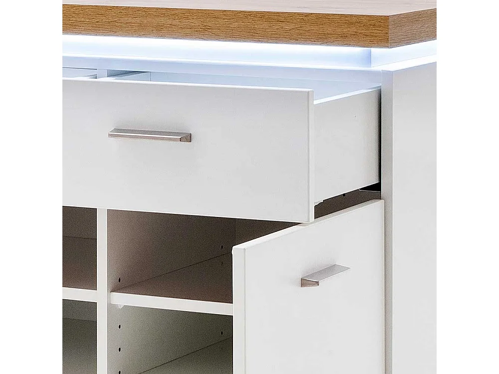 Flurkommode mit LED Beleuchtung Weiß und Wildeiche Optik