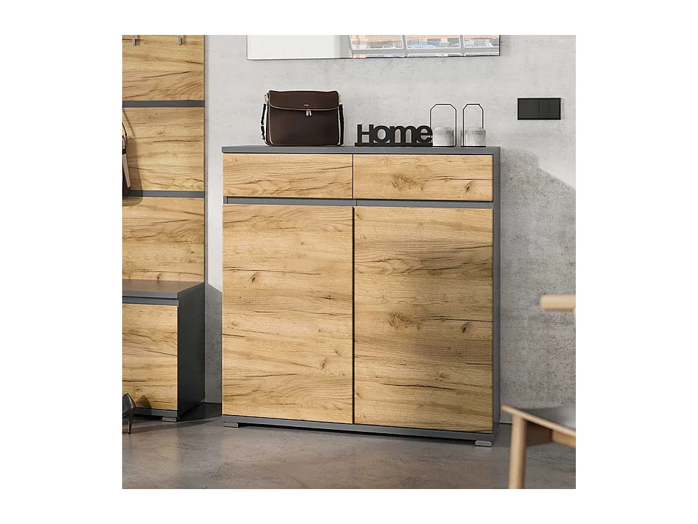 Schuhschrank in Wildeichefarben und Anthrazit Made in Germany