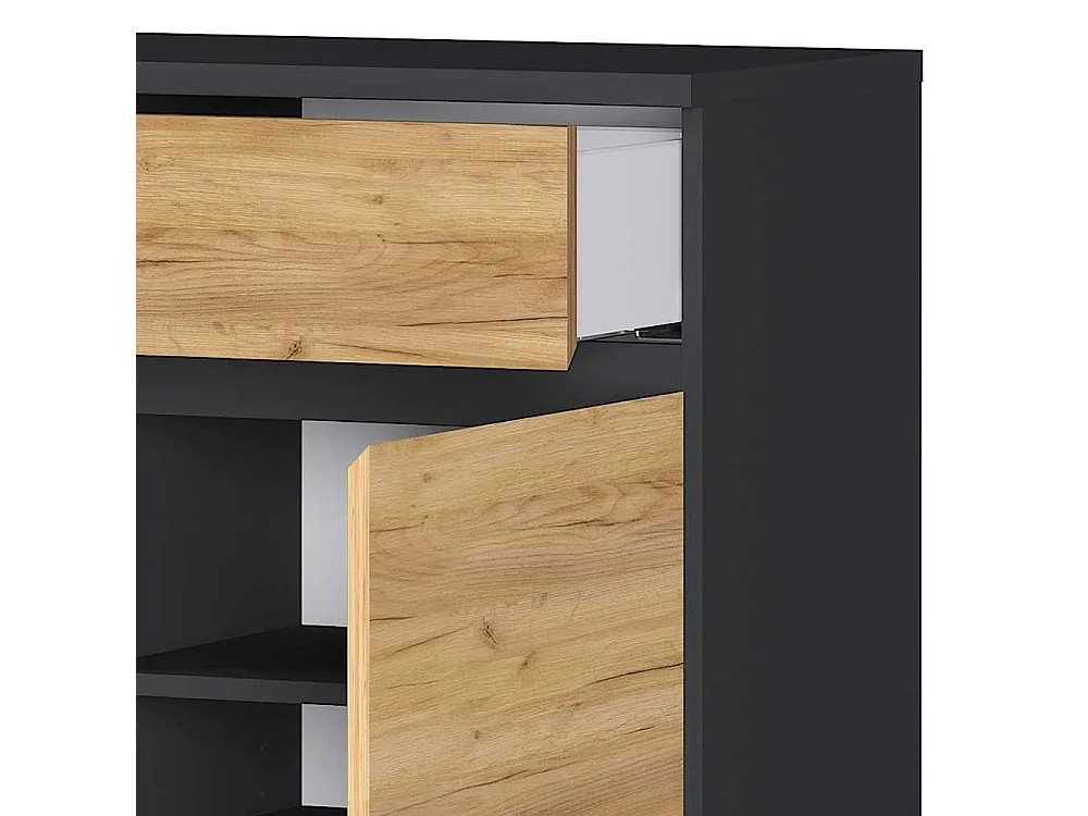 Schuhschrank in Wildeichefarben und Anthrazit Made in Germany