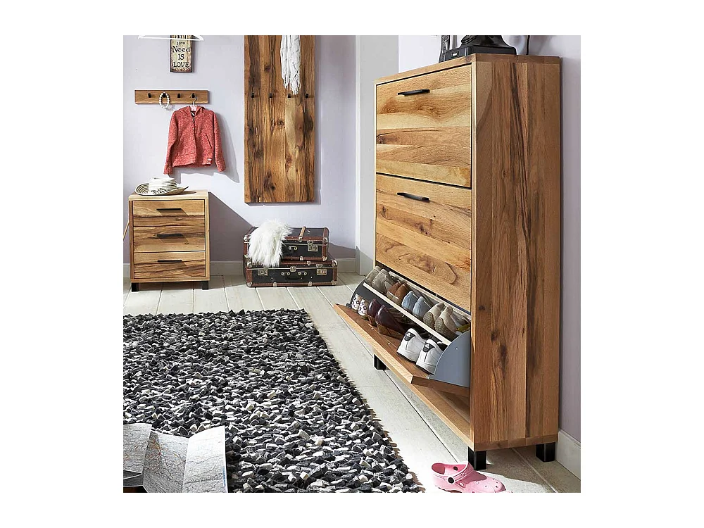 Schuhklappenschrank aus Eiche Massivholz geölt