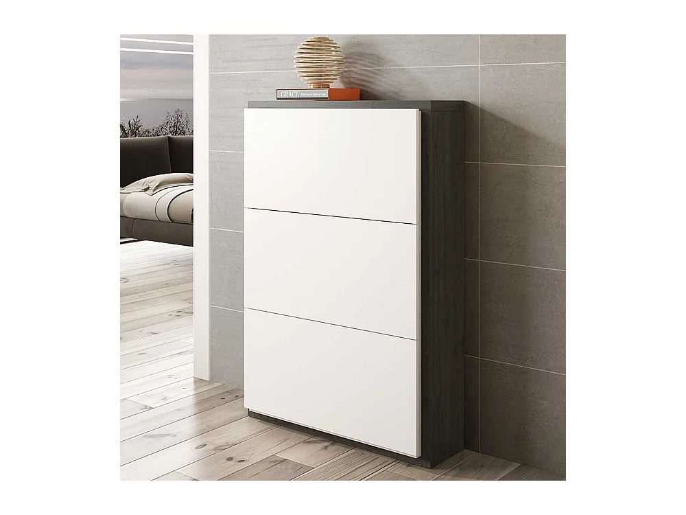 Schuhkipper in Schwarzgrau und Weiß 80 cm breit