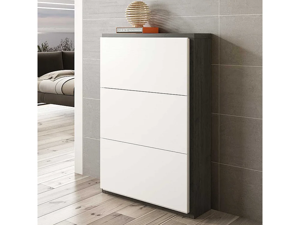 Schuhkipper in Schwarzgrau und Weiß 80 cm breit