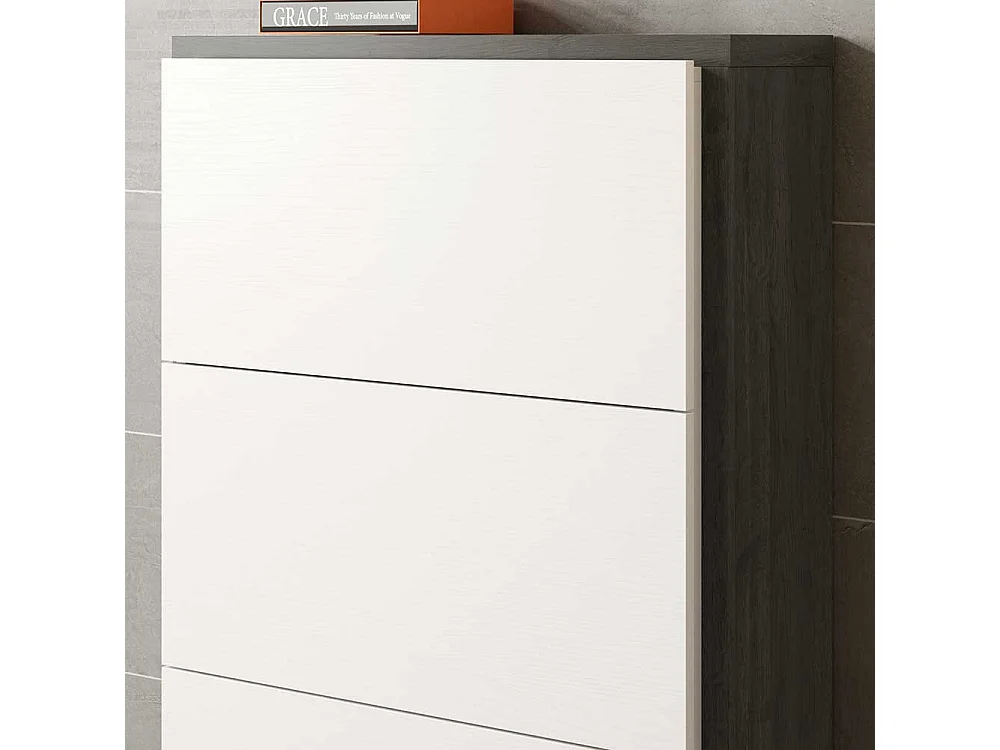 Schuhkipper in Schwarzgrau und Weiß 80 cm breit