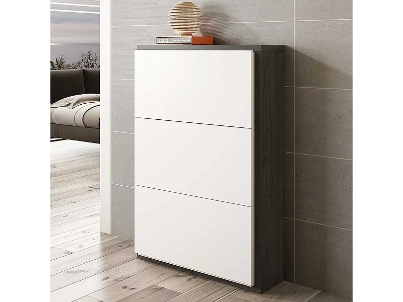 Schuhkipper in Schwarzgrau und Weiß 80 cm breit