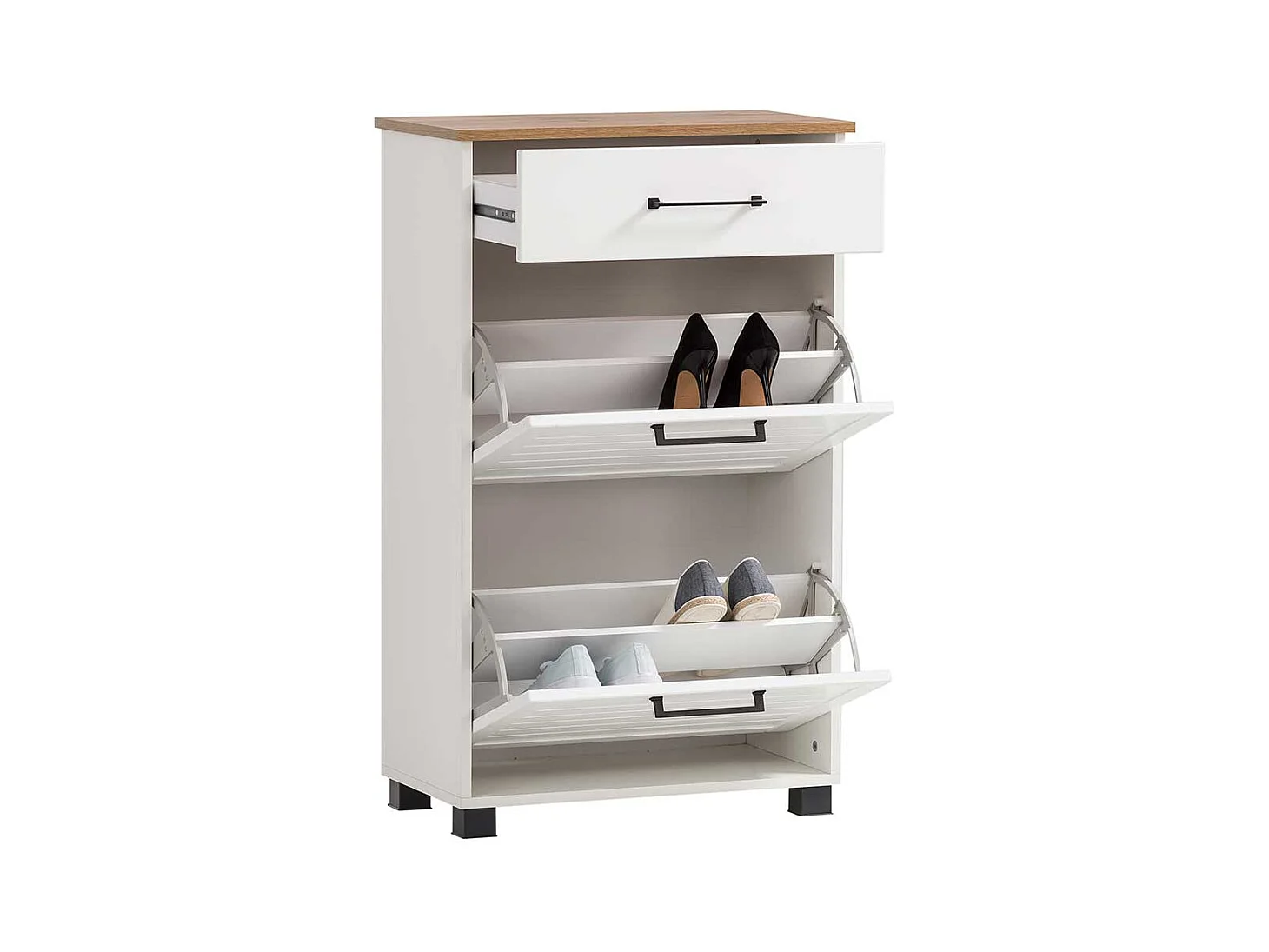 Landhaus Schuhklapper in Weiß und Eichefarben Made in Germany