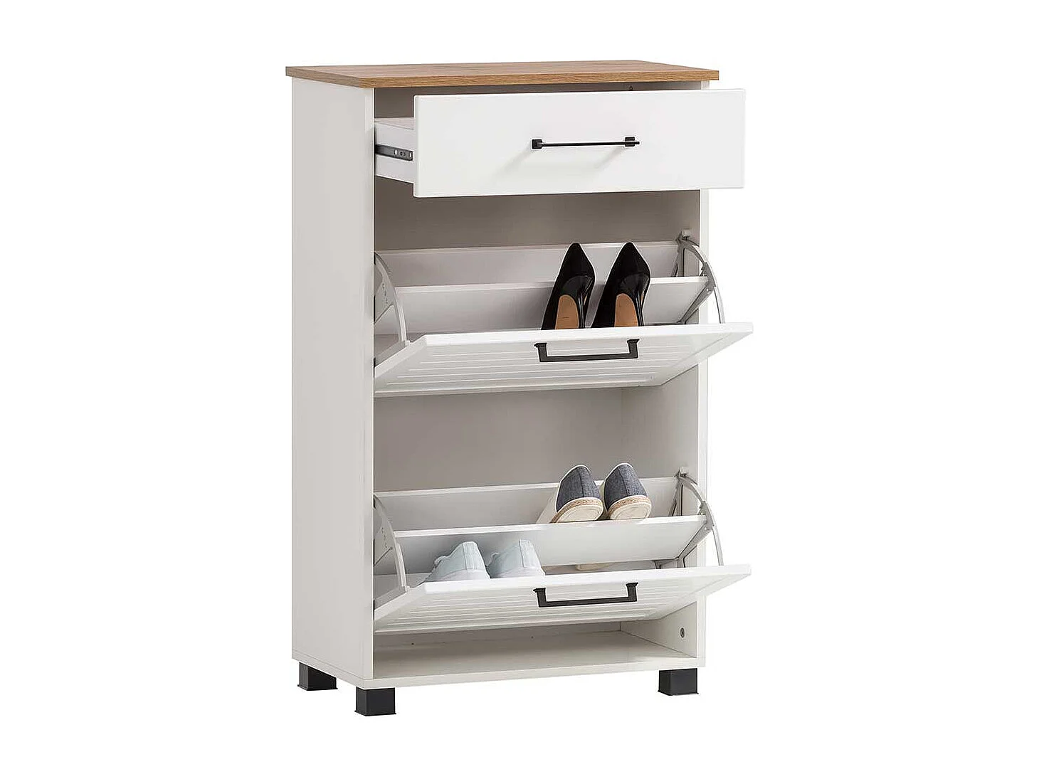 Landhaus Schuhklapper in Weiß und Eichefarben Made in Germany