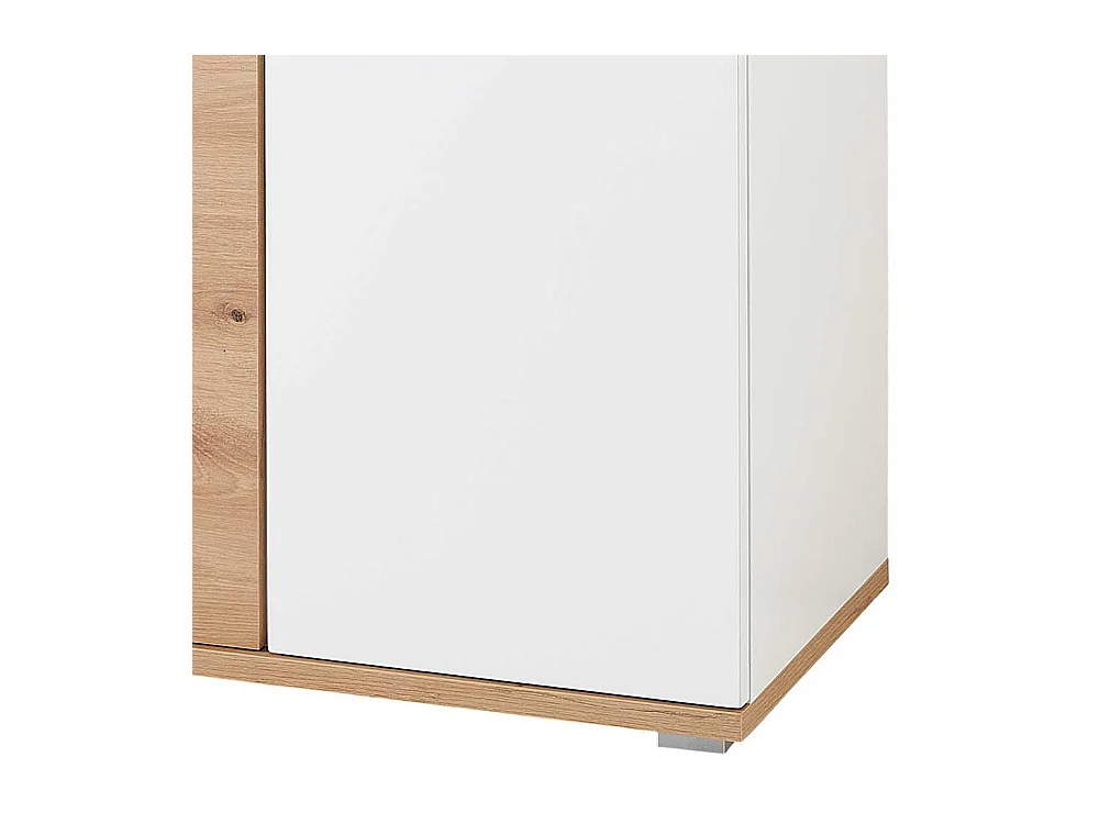 Schuh Schrank Kommode in Wildeichefarben und Weiß 106 cm hoch