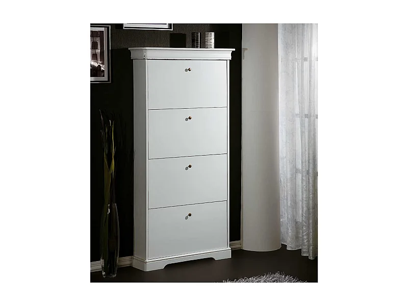 Vintage Optik Schuhschrank in Weiß vier Schuhklappen