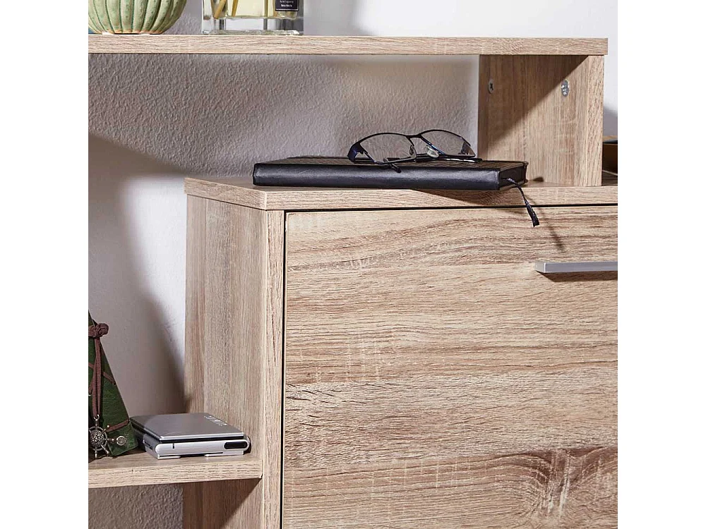 Schuhklappenschrank mit Regal in Sonoma-Eiche 85 cm breit
