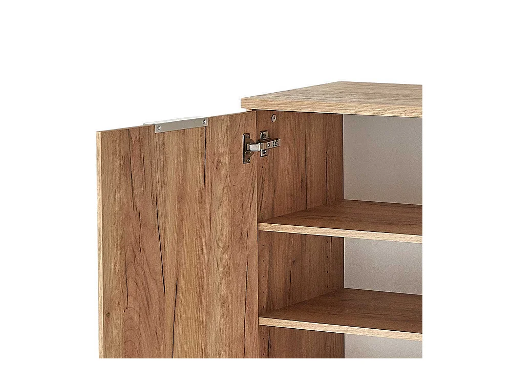 Schuhschrank in Weiß Glas beschichtet Eiche