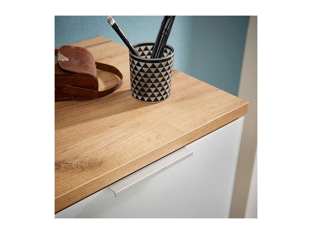 Schuhschrank in Weiß Glas beschichtet Eiche