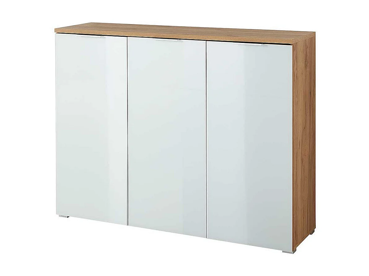 Schuhschrank in Weiß Glas beschichtet Eiche