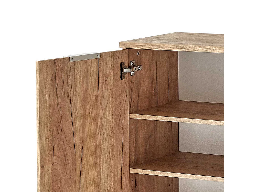 Schuhschrank in Weiß Glas beschichtet Eiche